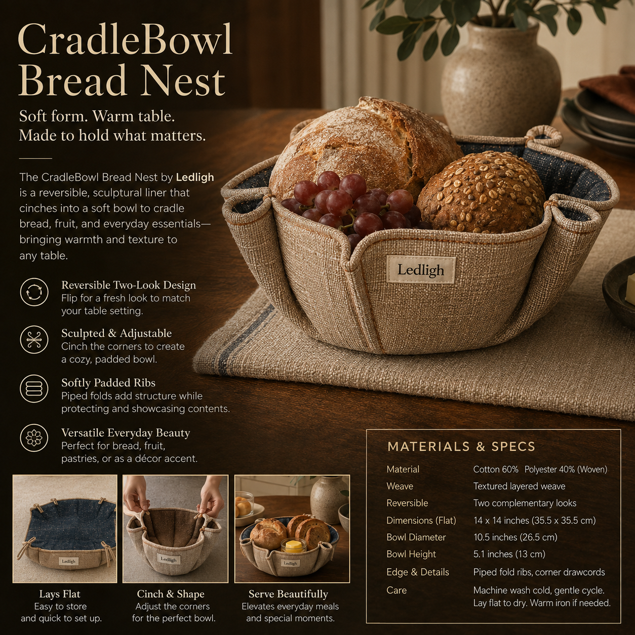 Ledligh™ CradleNest Bread Basket