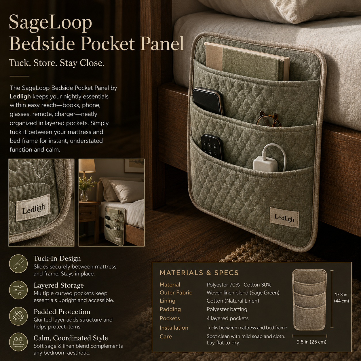 Ledligh™ SnugLoop Bedside Pocket Caddy