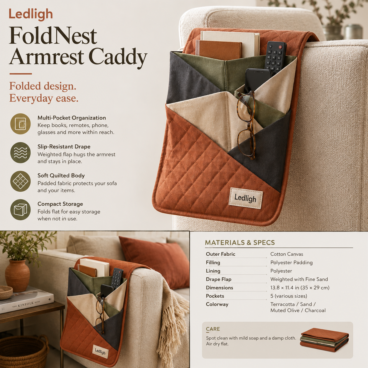 Ledligh™ FoldNest Armrest Caddy