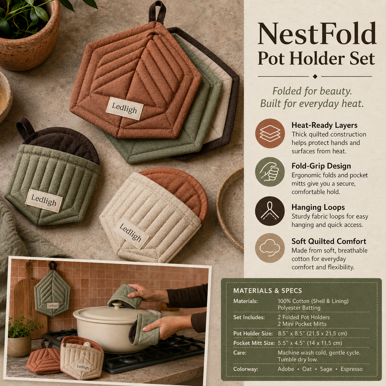 Ledligh™ NestFold Pot Holder Set
